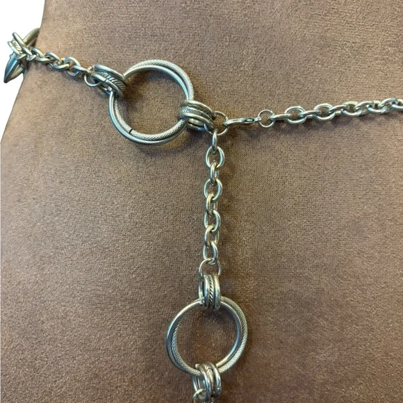 Express Silver Tone Waist Belt Adjustable To 38” MED Double Circles Boho Western - Picture 5 of 15